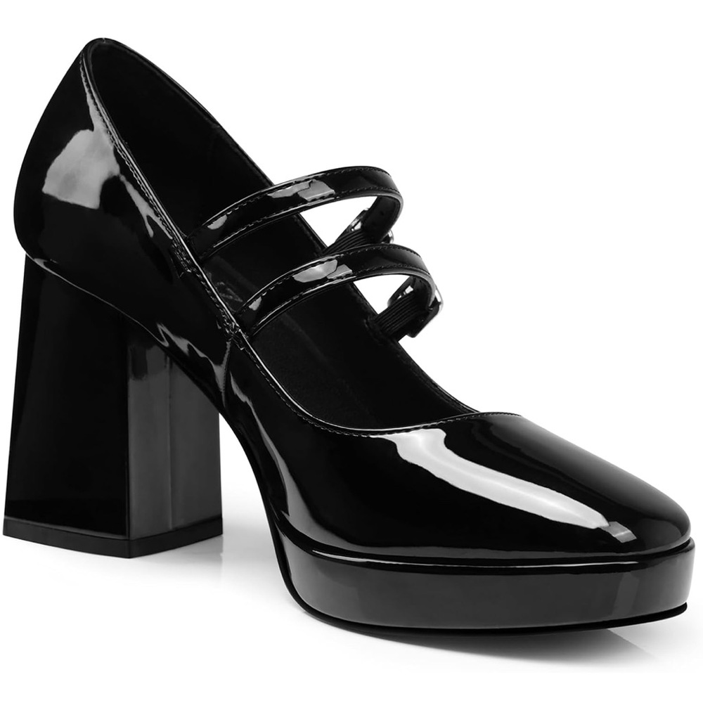 Elegant Black Patent Leather Mary Jane Heels